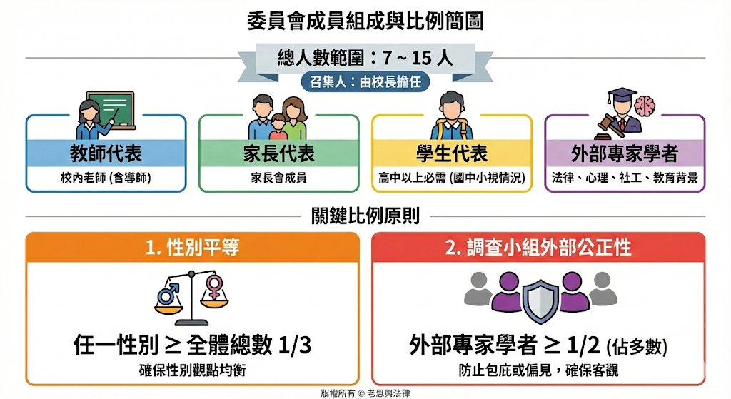 校園霸凌防治委員會組成比例簡圖