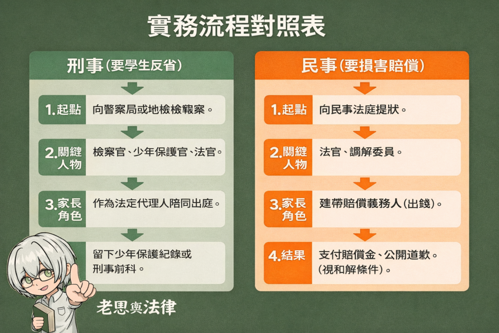 教師提告實務流程對照表
