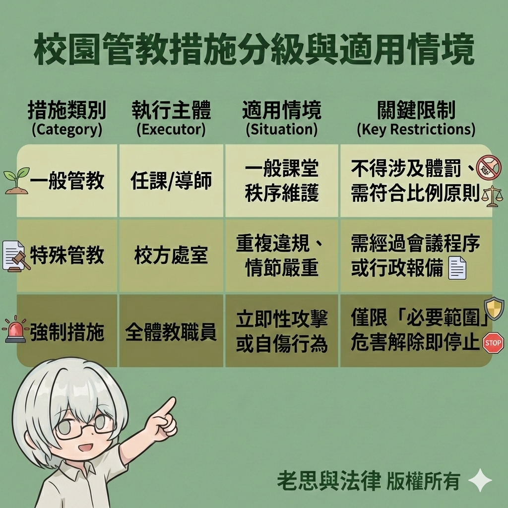 校園管教措施分級與適用情境