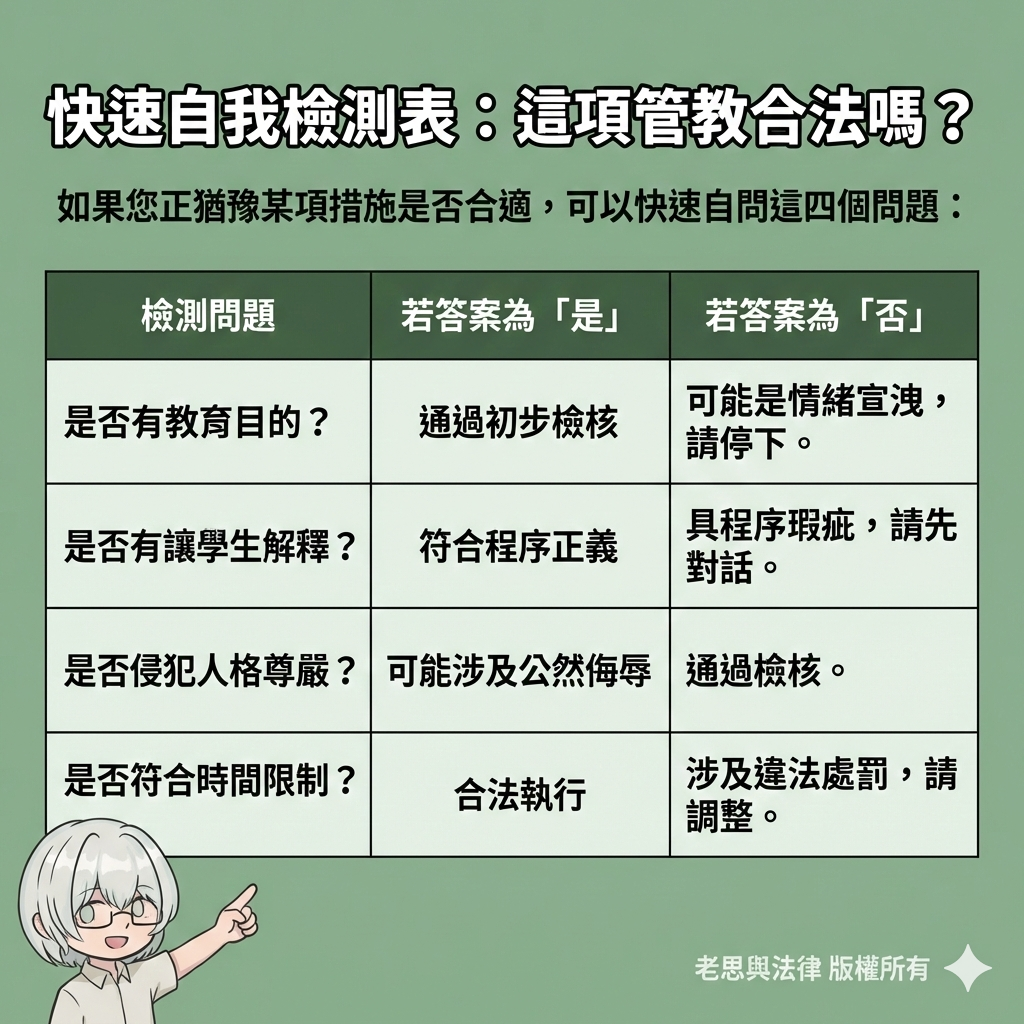 快速自我檢測表:這樣管教合法嗎