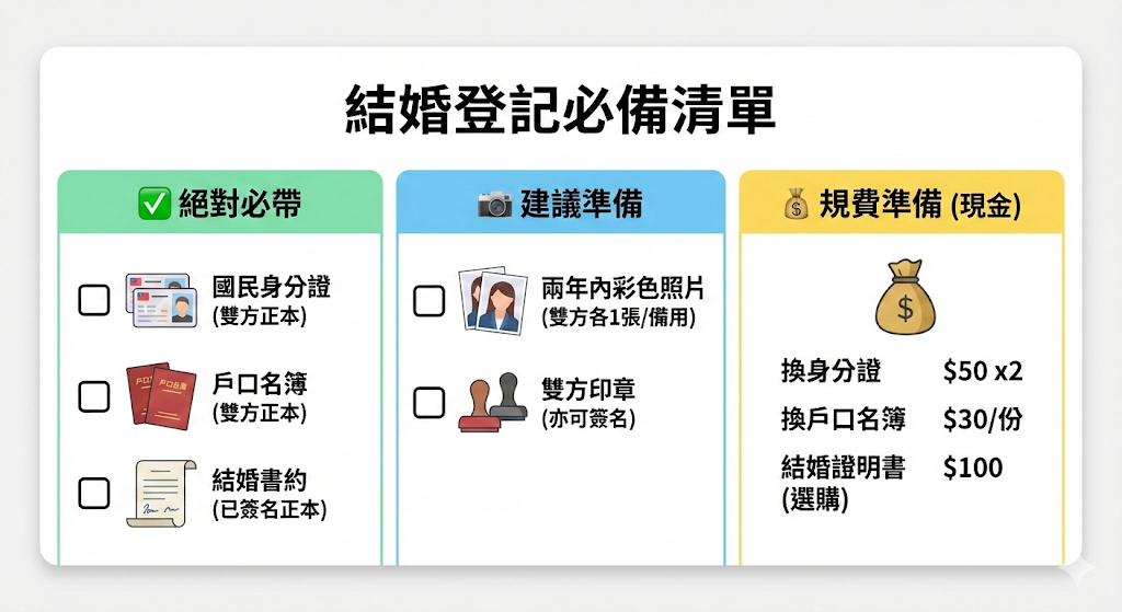 結婚登記必備清單